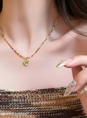 多巴胺彩色蝴蝶吊坠项链锁骨链女
