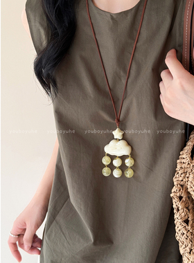 新中式云朵星星串珠流苏复古项链