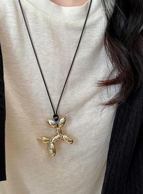 黑绳气球狗吊坠项链嘻哈情侣配饰