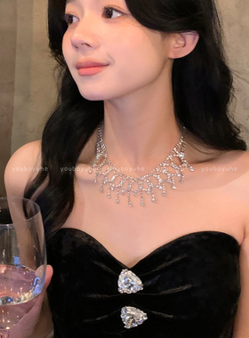 闪钻蕾丝流苏小众高级感颈链项链
