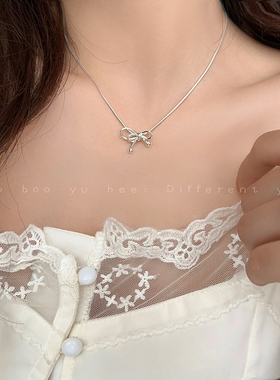 芭蕾风蝴蝶结项链高级感锁骨链
