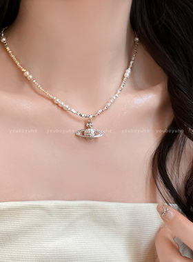 西太后土星碎银子项链锁骨链配饰