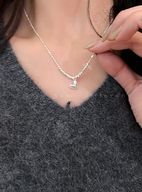 爱心转运珠项链轻奢小众锁骨链