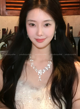 两件套！满钻水滴轻奢高级感项链