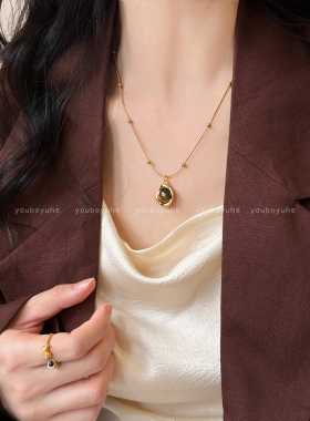 美拉德精致高级感虎眼石串珠项链