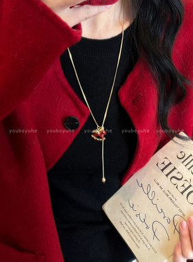 本命年小马抽拉项链秋冬毛衣链女