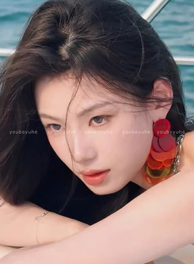 周芯竹同款多巴胺贝壳流苏耳钉女