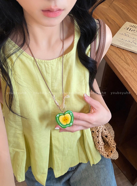 多巴胺苹果串珠挂绳吊坠项链女款