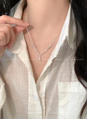 银色水滴吊坠项链冷淡风气质配饰