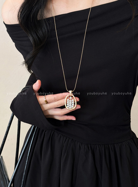 银色珍珠珠盘项链高级感挂脖项链