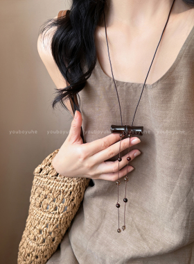 禅意木质蝴蝶项链新中式配饰