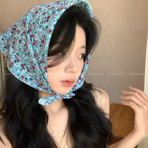 复古港风花朵丝巾女高级感时尚高档装饰头巾独特小众设计系腰配饰 - 图2