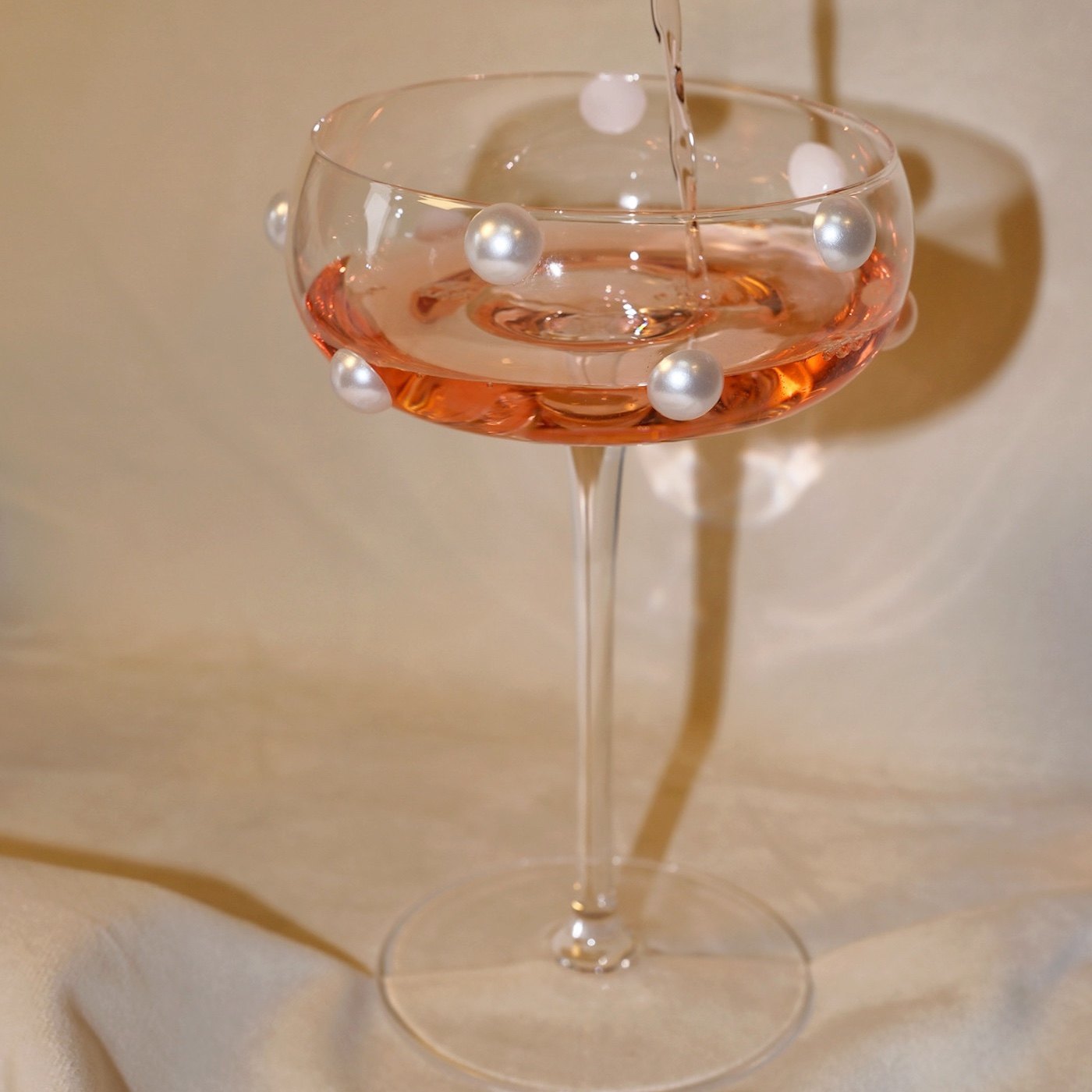 IN Chaos奢华原创手工珍珠贴片高脚玻璃杯果汁杯甜品杯冰淇淋杯,淘宝优惠券,粉丝福利购,淘宝优惠卷