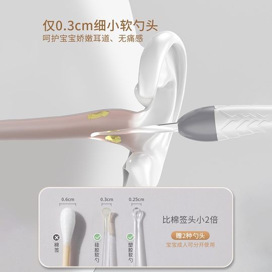 儿童发光耳勺带灯可视挖耳神器宝宝安全专用硅胶软头带灯采耳工具