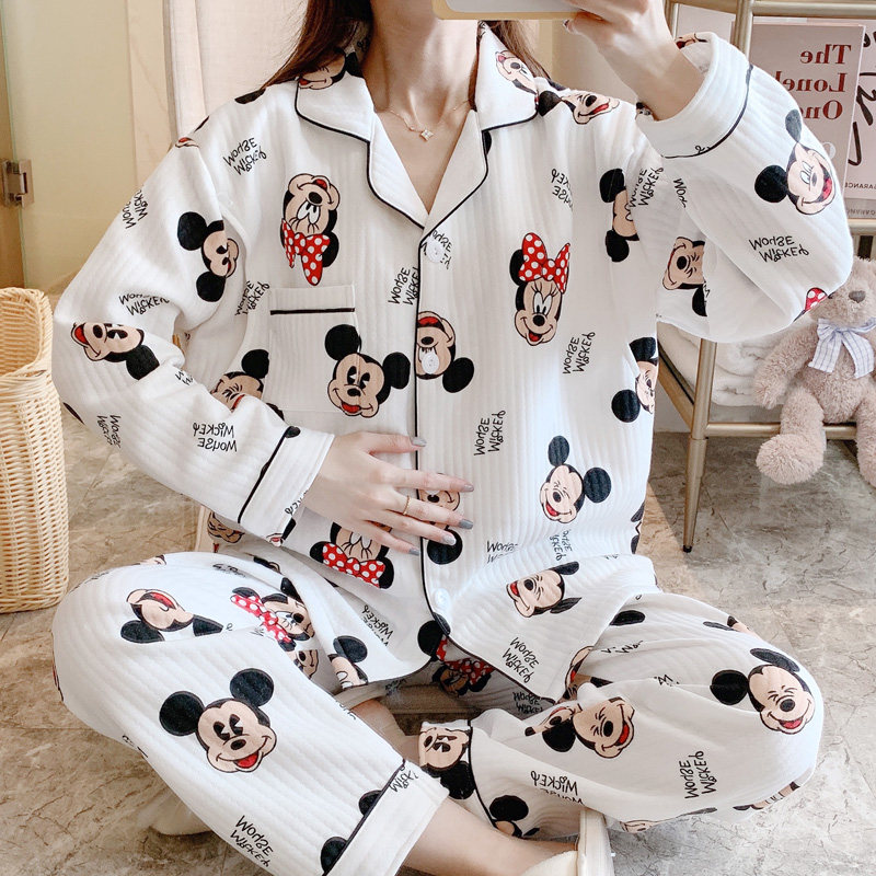 怀孕期孕妇厚款空气棉月子服12睡衣 时光喵家居服套装