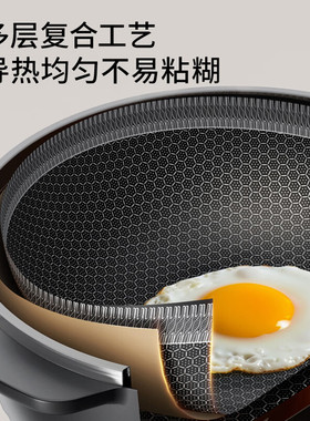 九阳电炒锅304精钢蜂窝纹炒菜锅