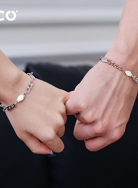 菱形情侣手链拼接古巴链冷淡嘻哈