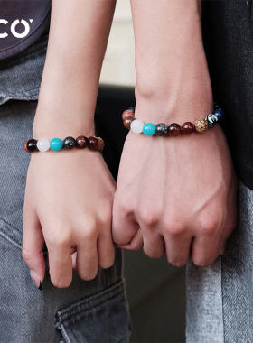 八大行星球火山石情侣手串转运珠