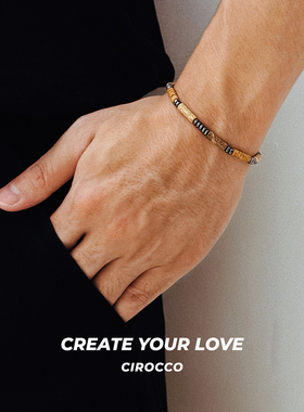 CCO男士细珠手串单圈黑胆石手链个性复古竹节串珠手饰礼物送男友