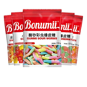 明星款酸砂彩虫软糖80g 水果味过年零食[1元优惠券]-寻折猪
