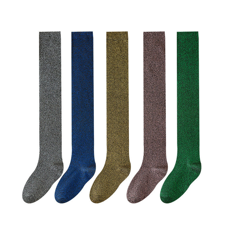 过膝袜子女百搭长筒袜ins潮小众堆堆袜金银丝长袜女生亮丝大腿袜,淘宝优惠券,粉丝福利购,淘宝优惠卷