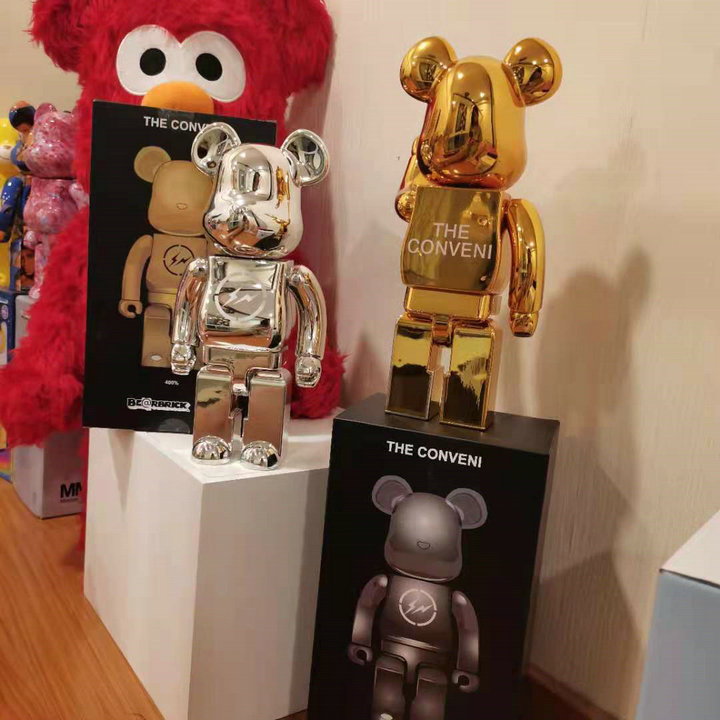 正确版藤原浩金银闪电 积木熊暴力熊摆件电镀bearbrick400% - 图2