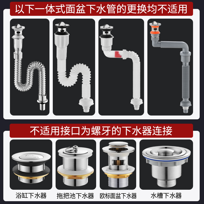 加长下水管洗脸盆防臭软管洗手台盆下水器配件排水管面盆池管道-图1