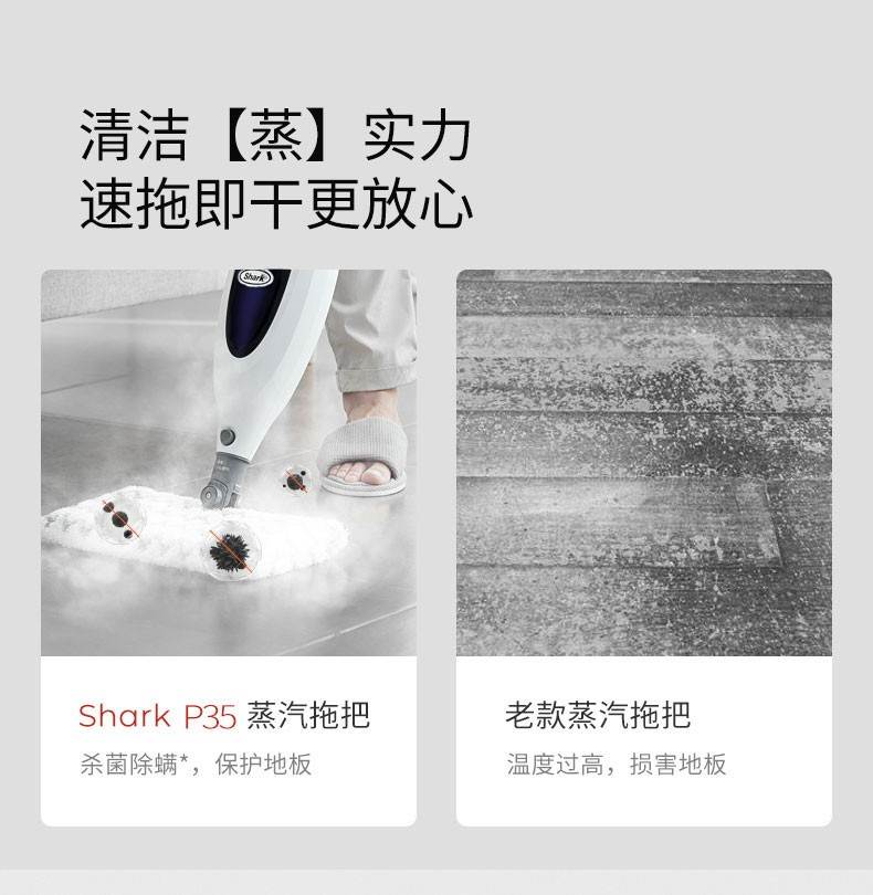 Shark鲨客P36高温杀毒除菌电动蒸汽拖把家用非无线清洁机P35/P39 - 图1