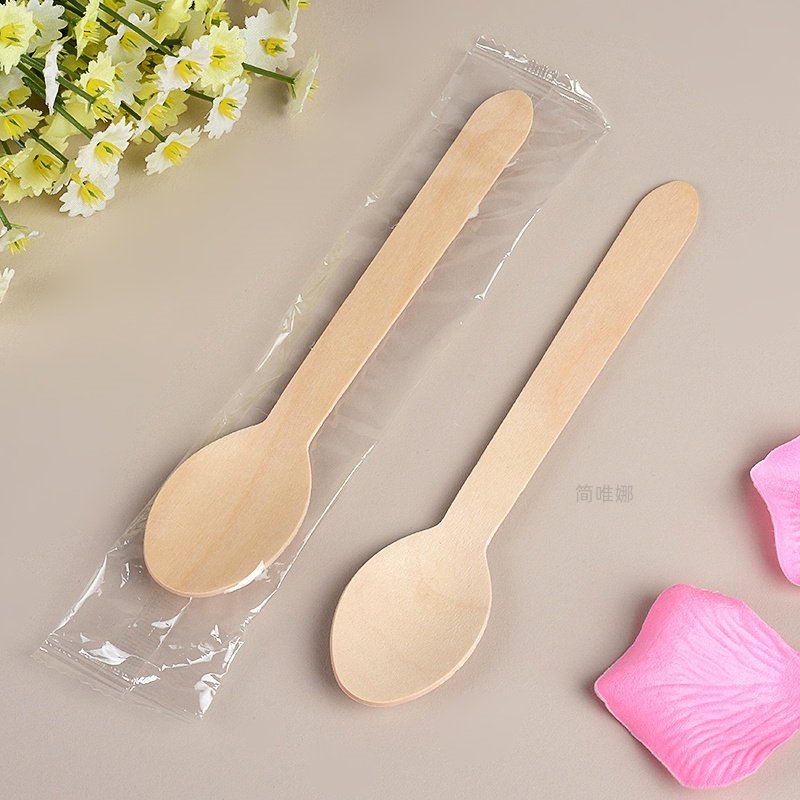 勺子一次性加厚勺甜品勺外卖打包勺稀饭勺生日蛋糕降解木勺甜品勺,淘宝优惠券,粉丝福利购,淘宝优惠卷