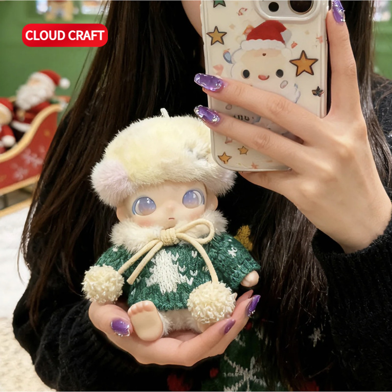适用DIMOO娃衣新生日记系列可爱圣诞帽手套挂包套装搪胶毛绒挂件 - 图0
