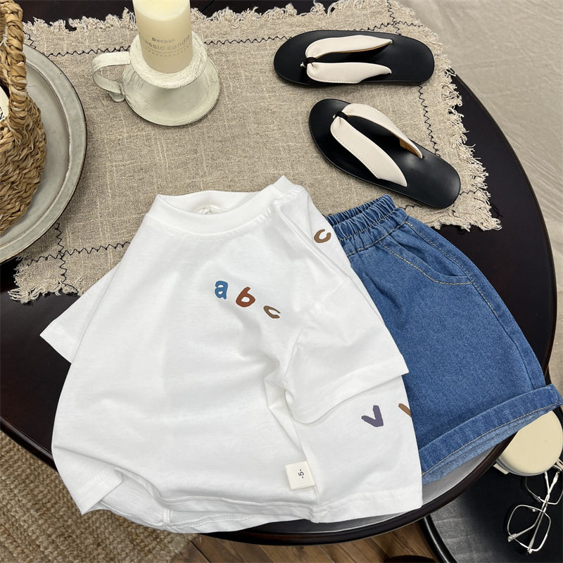 儿童韩范宽松百搭圆领短袖t恤夏装新款男女童字母印花半袖上衣潮,淘宝优惠券,粉丝福利购,淘宝优惠卷