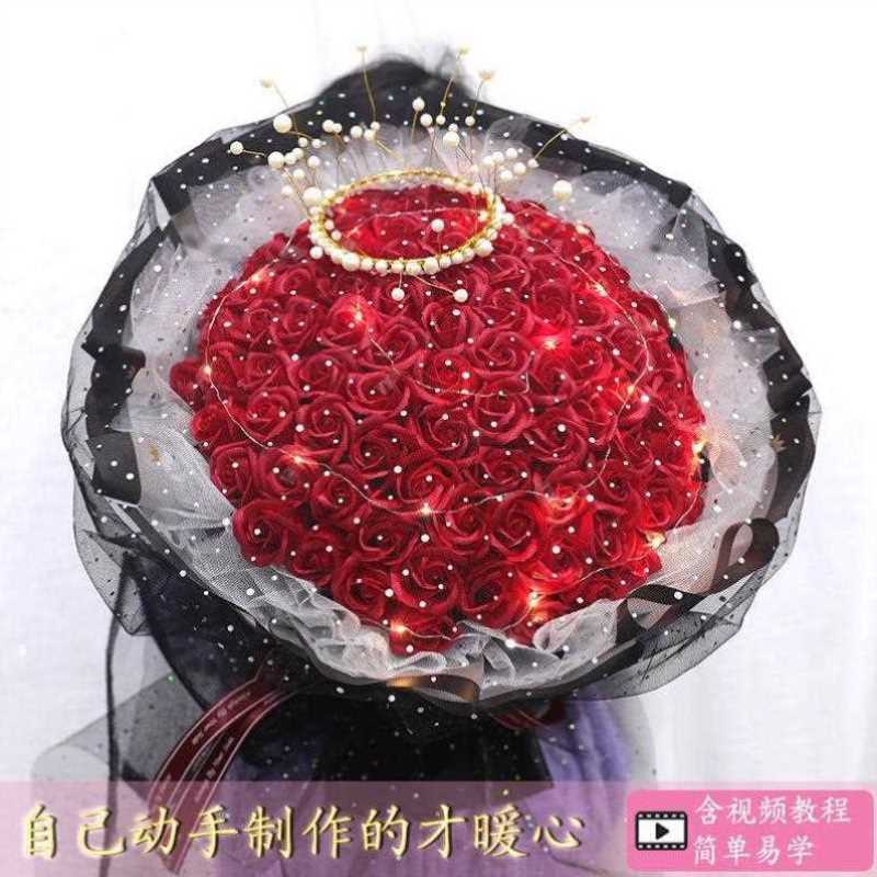 红玫瑰仿真花99朵玫瑰花假花仿真花束肥皂花生日礼物女永生花教师-图2