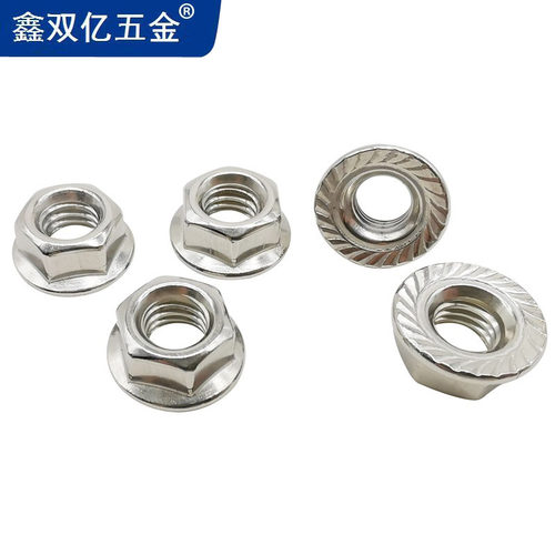 304不锈钢法兰螺母 201六角防滑带垫螺丝帽防松 M3M4-M12 GB6177 - 图1