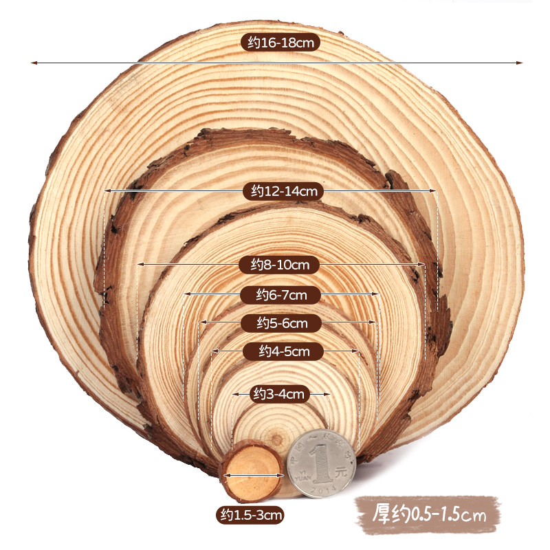 原木片年轮diy木头片圆木片 装饰背景墙小圆实木片手工手绘画材料 - 图1