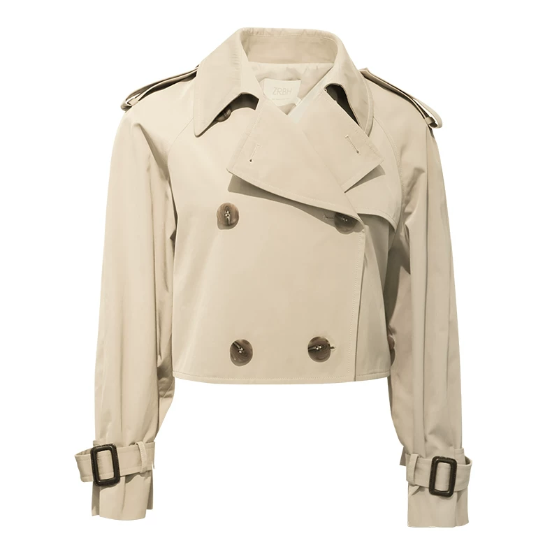 Осенний короткий_trench coat, куртка, коллекция 2021 года, oversize, свободный крой