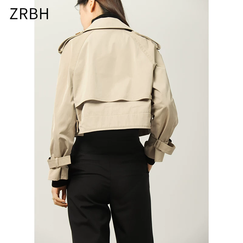 Осенний короткий_trench coat, куртка, коллекция 2021 года, oversize, свободный крой