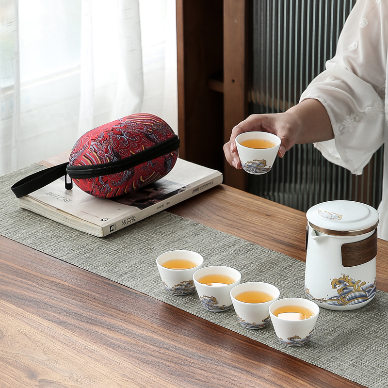旅行茶具便捷式快客杯一壶五杯功夫茶壶泡茶套装户外小套定制LOGO - 图1