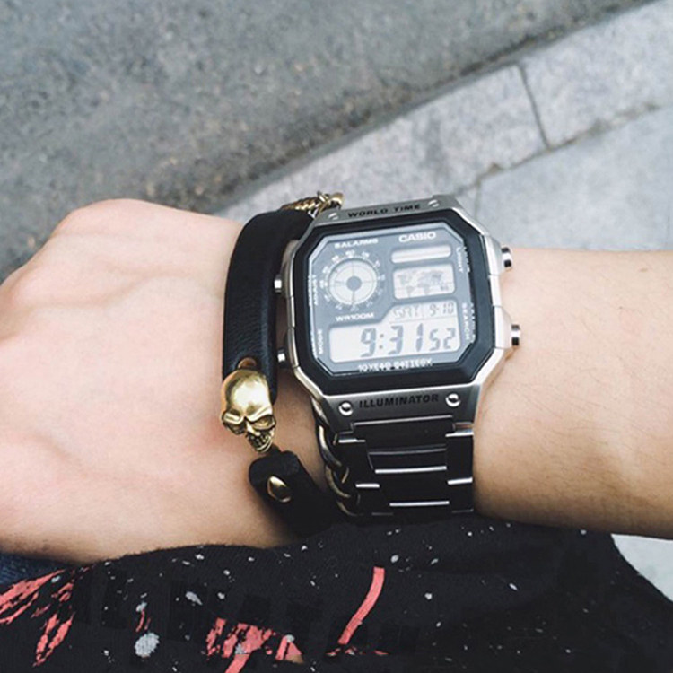 卡西欧手表男复古电子手表学生运动小方块AE-1200WHD防水男表礼物,淘宝优惠券,粉丝福利购,淘宝优惠卷