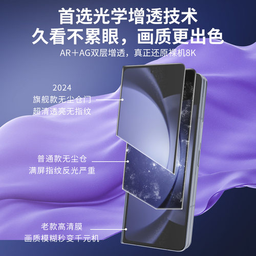适用三星zfold6钢化膜zfold5/4/3/7秒贴无尘仓w24防窥膜w23自动贴膜w26/w25手机折叠外屏膜全屏w22/w21内屏膜 - 图1