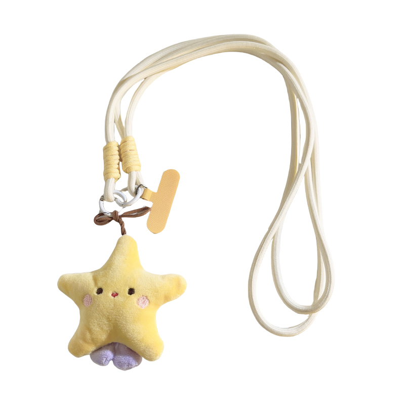 ins立体黄色五角星挂饰手机斜跨长款挂绳便携背带防摔新款手机壳链条包包挂件饰品挂件户外侧背挂脖可爱女款 - 图0