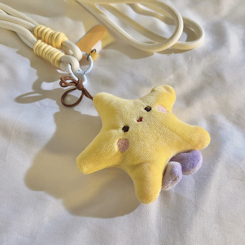 ins立体黄色五角星挂饰手机斜跨长款挂绳便携背带防摔新款手机壳链条包包挂件饰品挂件户外侧背挂脖可爱女款 - 图2