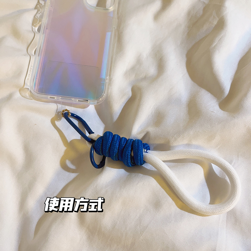 简约风尼龙手工编织绳撞色挂绳钥匙扣手机壳便携手绳diy潮款小众挂件饰品手机链条防丢手提手拎挂链挂饰女款