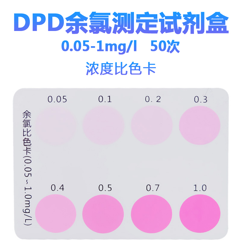 陆恒余氯检测试剂盒DPD余氯总氯有效游离氯快速测定试纸条比色计 - 图1