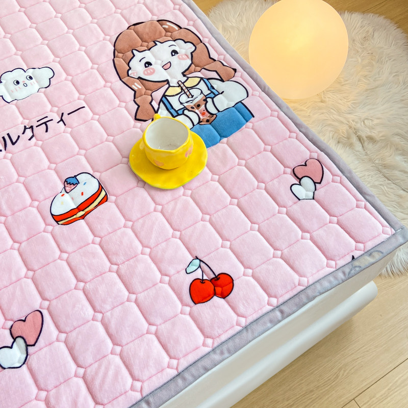 牛奶绒加厚夹棉防滑毛绒面毯子床单榻榻米毛毯法兰珊瑚绒铺床垫毯