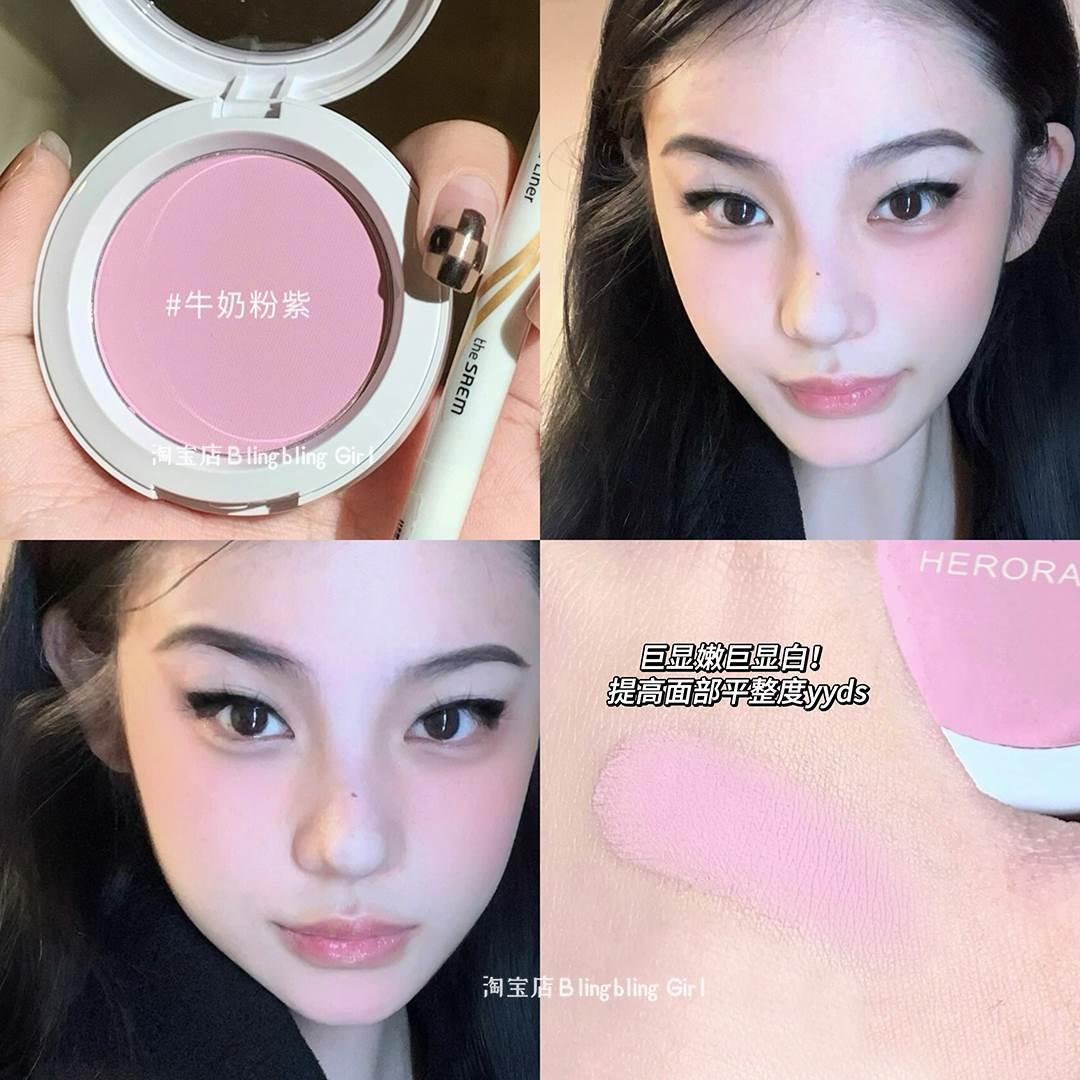 灰雾橡皮粉！收缩色腮红单色晒红女膨胀色腮紫低饱和2024新款爆款