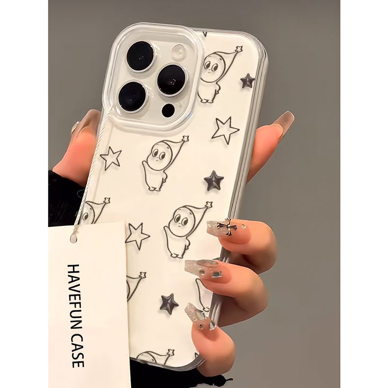 线条星星人适用于荣耀x60pro手机壳magic7高级感70/80/90防摔100/200/300新款x50x40x30畅玩60plus软保护套 - 图1