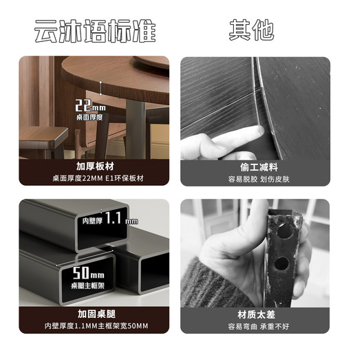 云沐语折叠圆桌餐桌旋转圆盘颗粒板家用10人圆桌面圆形吃饭桌子 - 图2