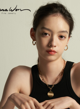 WanaWon纯10K金简约女欧美耳圈