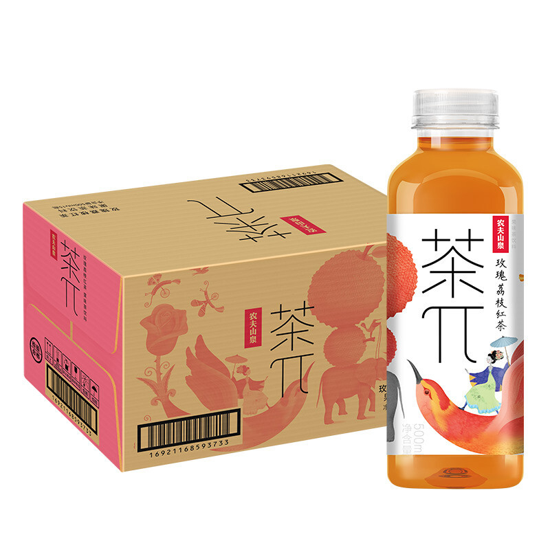 农夫山泉茶π派果味茶饮料500ml*15瓶整箱蜜桃乌龙柠檬红茶绿茶-图1