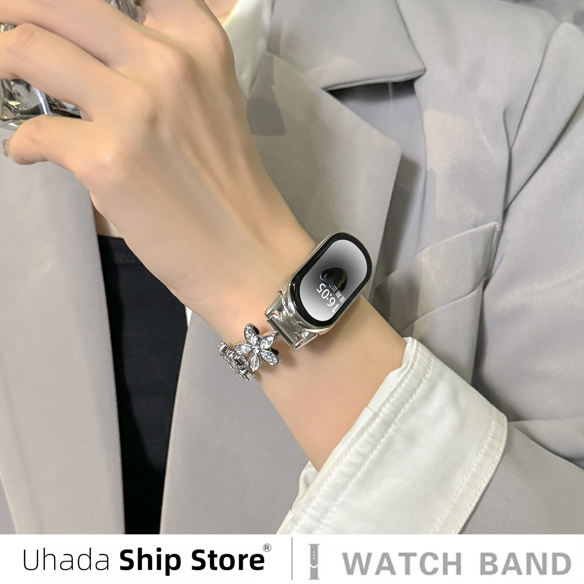 uhada适用小米手环10表带新款五瓣花金属智能小米手环9表带创意花朵链女生小米手环8/7/6表带小香风闺蜜同款,淘宝优惠券,粉丝福利购,淘宝优惠卷